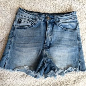 KanCan High Rise Blue Light-wash Jean Shorts Size 1